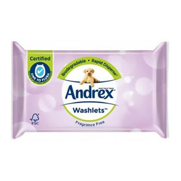 ANDREX WASHLETS - FRAGRANCE FREE X36