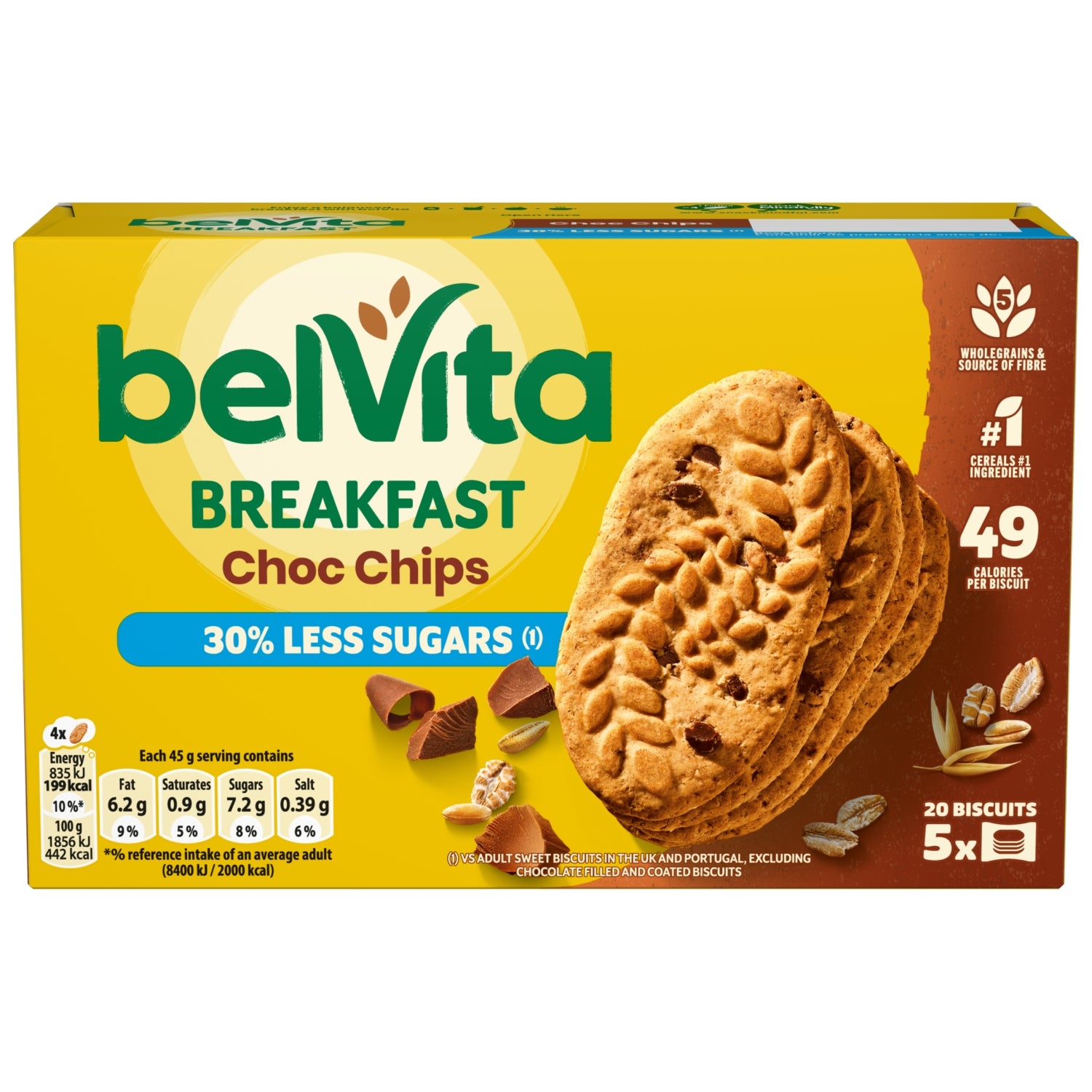 Belvita Choc Chip Reduced Sugar Biscuits 225g