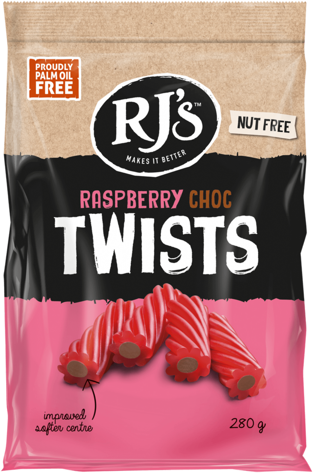 +RJ's Raspberry Licorice Choc Twists 280g