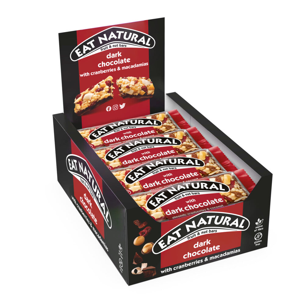 Eat Natural Fruit & Nut Dark Chocolate With Cranberries & Macadamias 12 x 40g