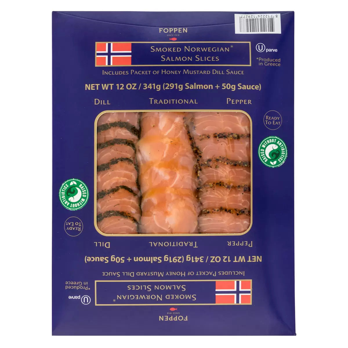 CC Foppen Smoked Salmon Slices - Dill/Trad/Pepper 341g