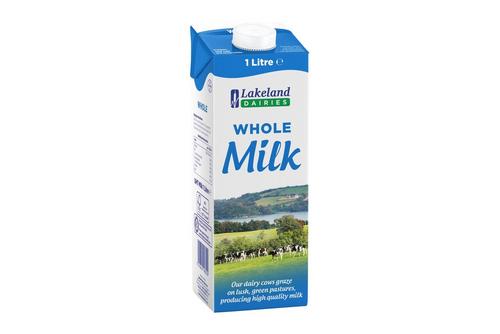 BULK Lakeland Dairies UHT Whole Milk 1L  x 12