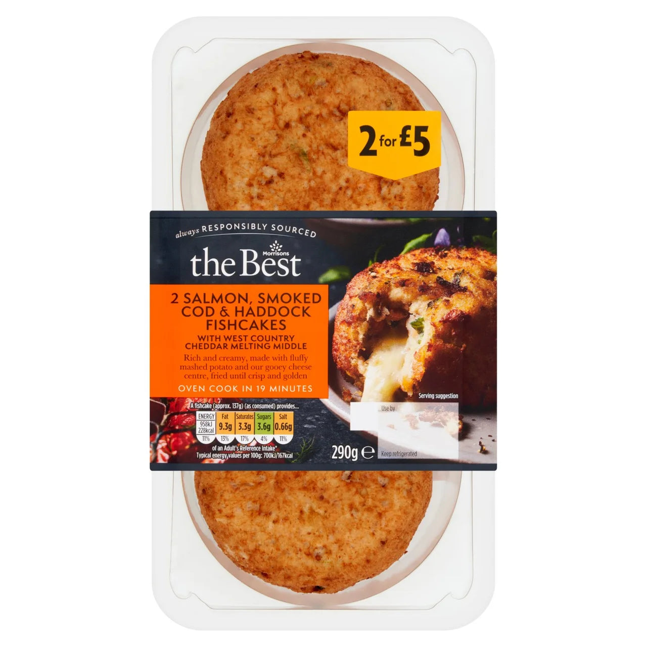 Morrisons The Best Naked Smoked Cod & Salmon Fishcake & Cheese Centre 2 x 29g