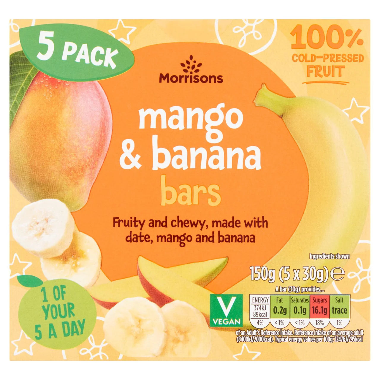 Morrisons Mango & Banana Bars 5 x 30g