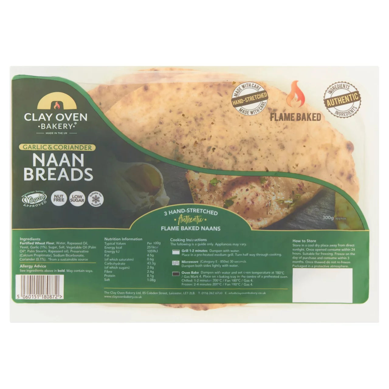 The Clay Oven Bakery 3 Garlic Coriander Naan 300g