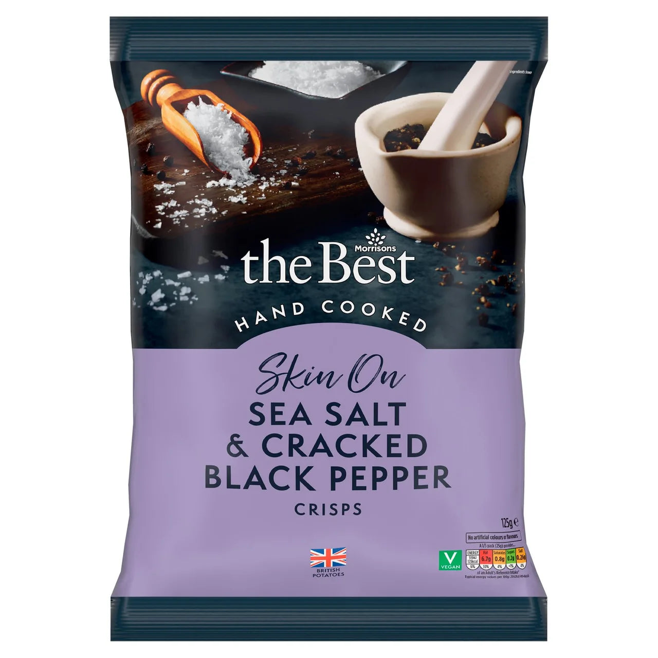 Morrisons The Best Skin On Sea Salt & Black Pepper Crisps 125g