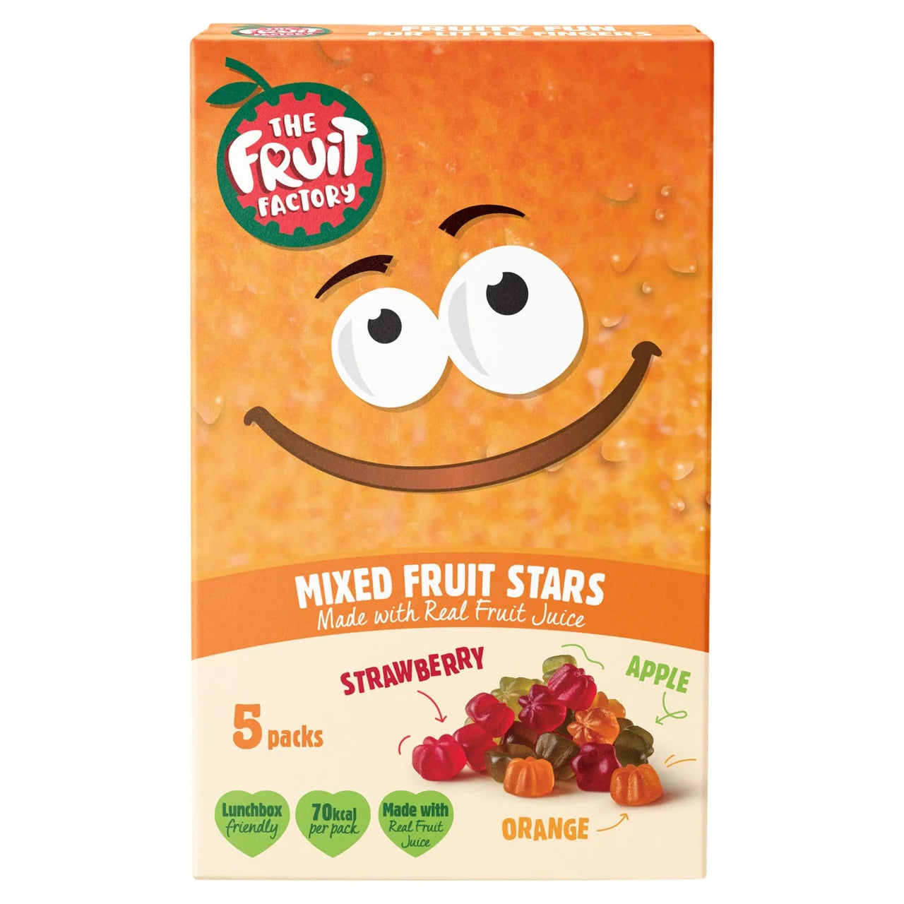 The Fruit Factory Strawberry Apple Orange Fruit Stars 5 x 20g