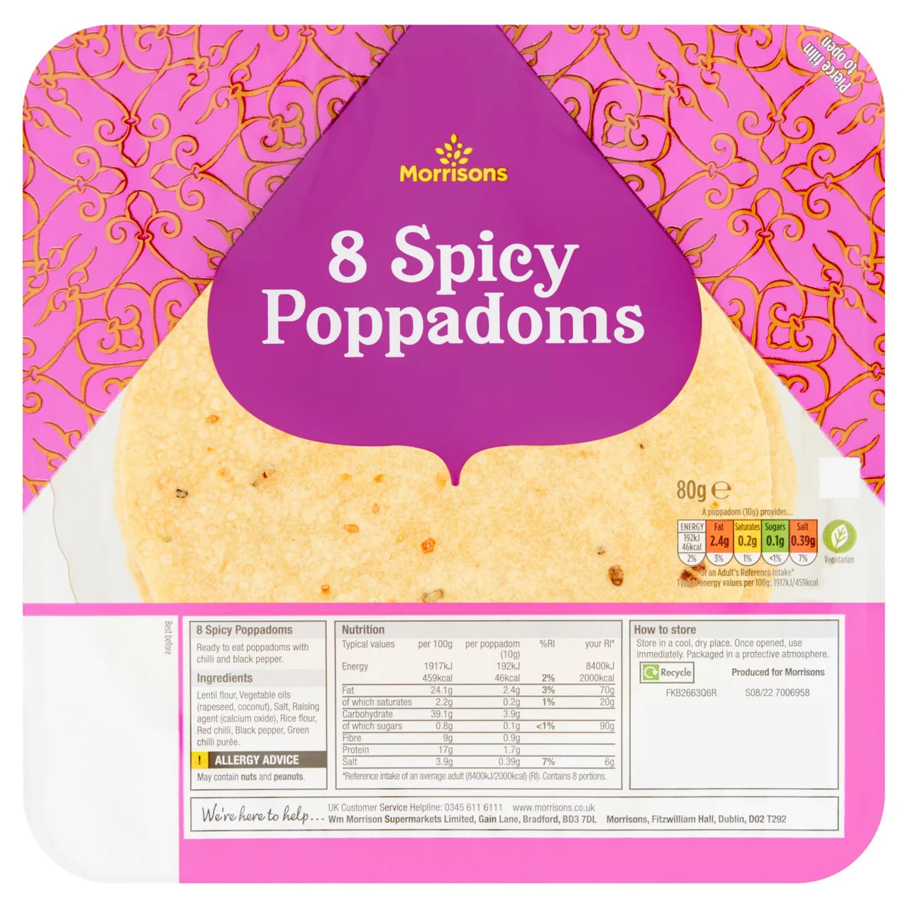 Morrisons Poppadoms Spicy 8pk