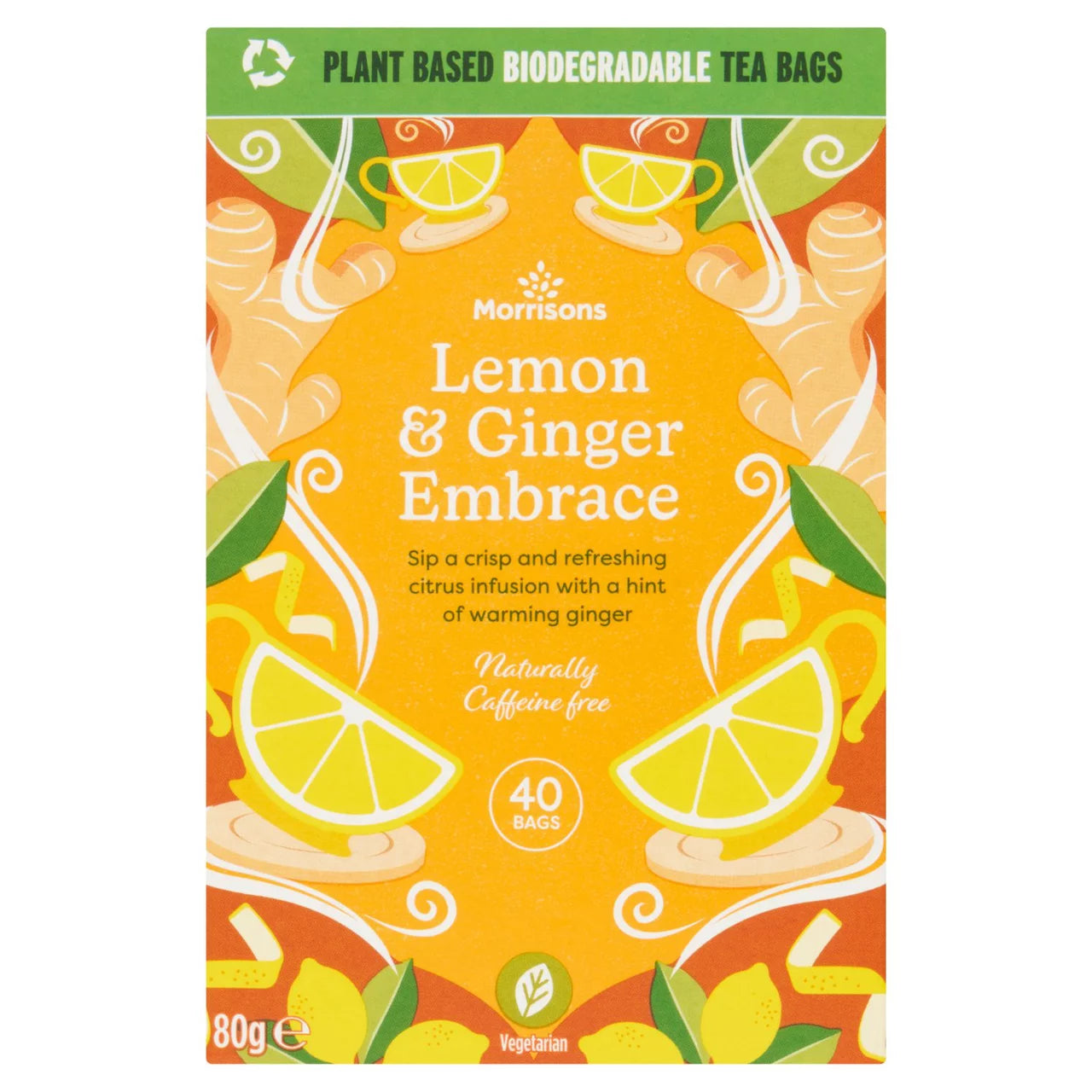 Morrisons 40 Ginger & Lemon Zinger Bags 80g