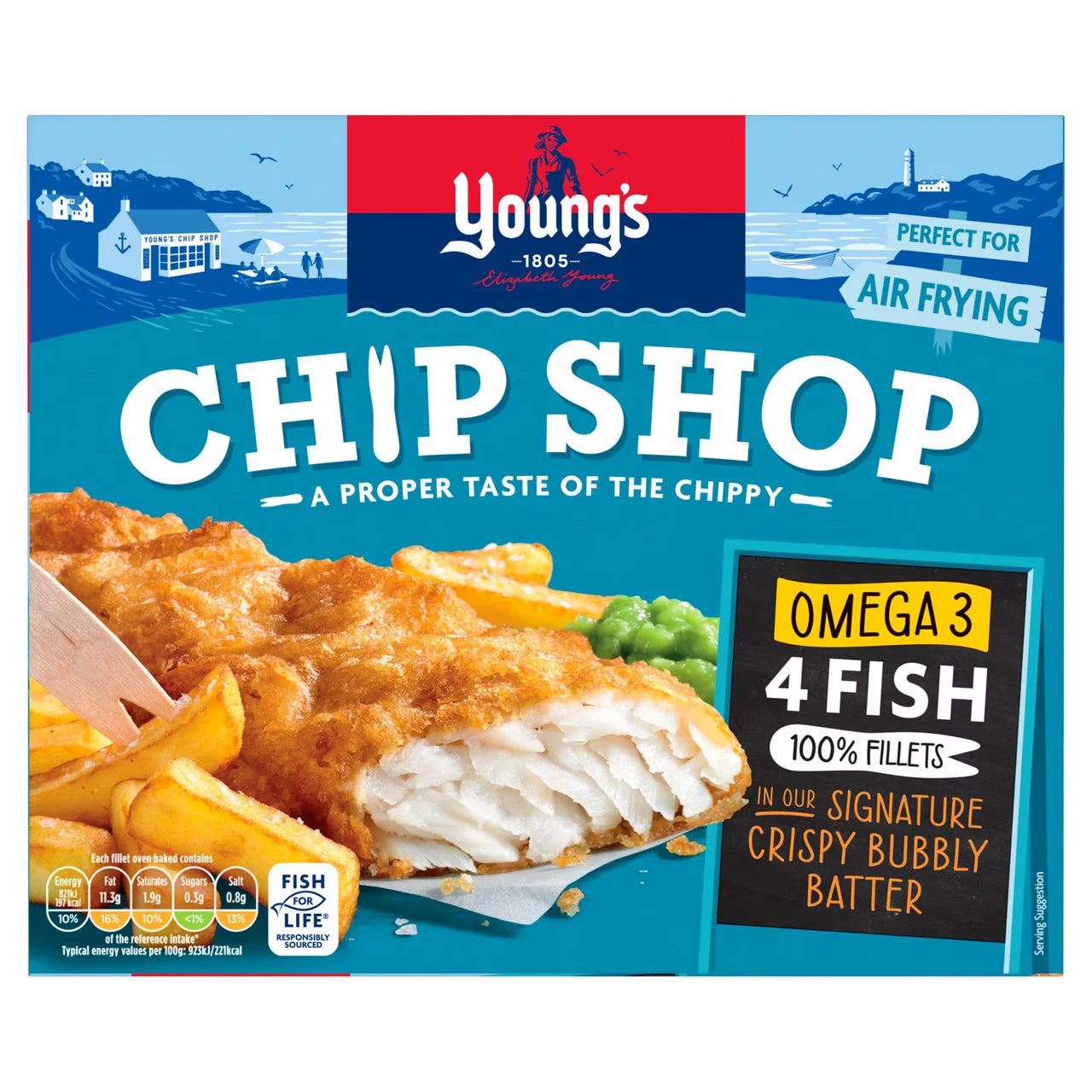 Youngs 4 Chip Shop Omega 3 Fish Fillets 400g
