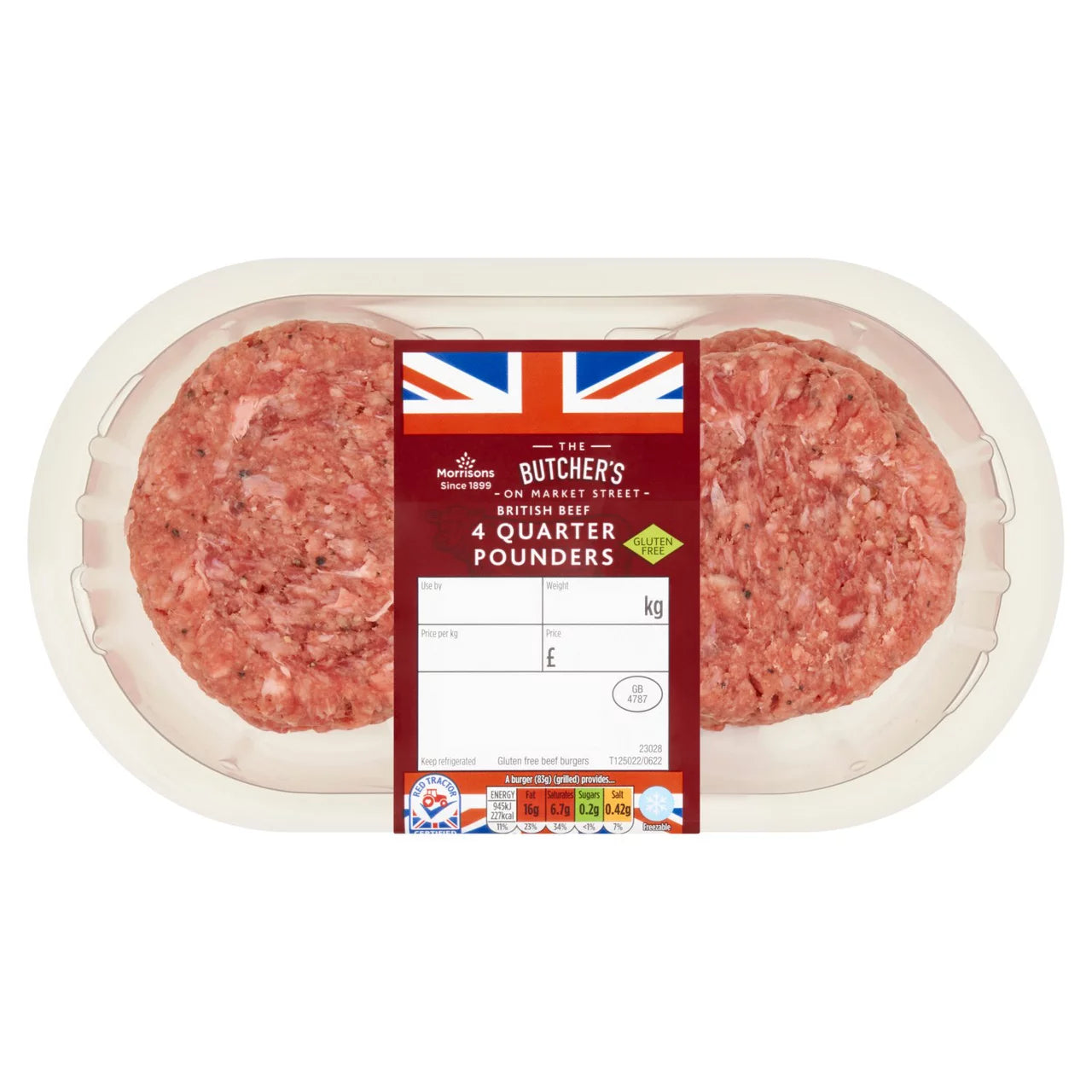 Morrisons 4 British Beef Quarter Pounders 454g
