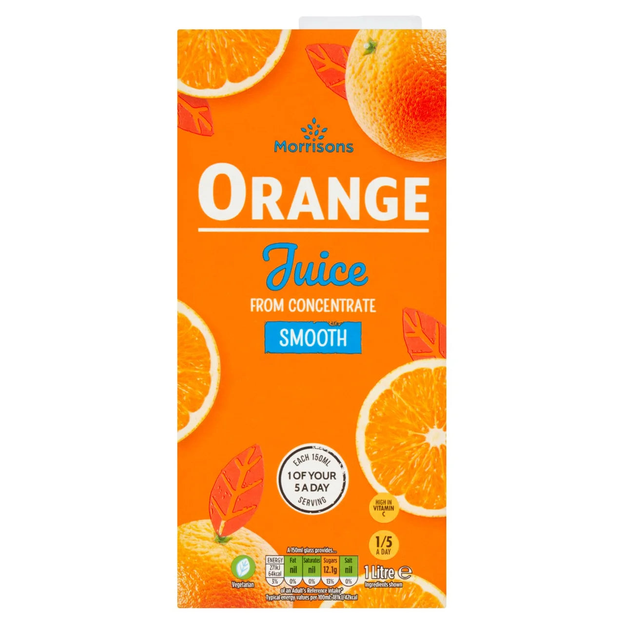 Morrisons Smooth Orange Juice From Concentrate 4 x 1L