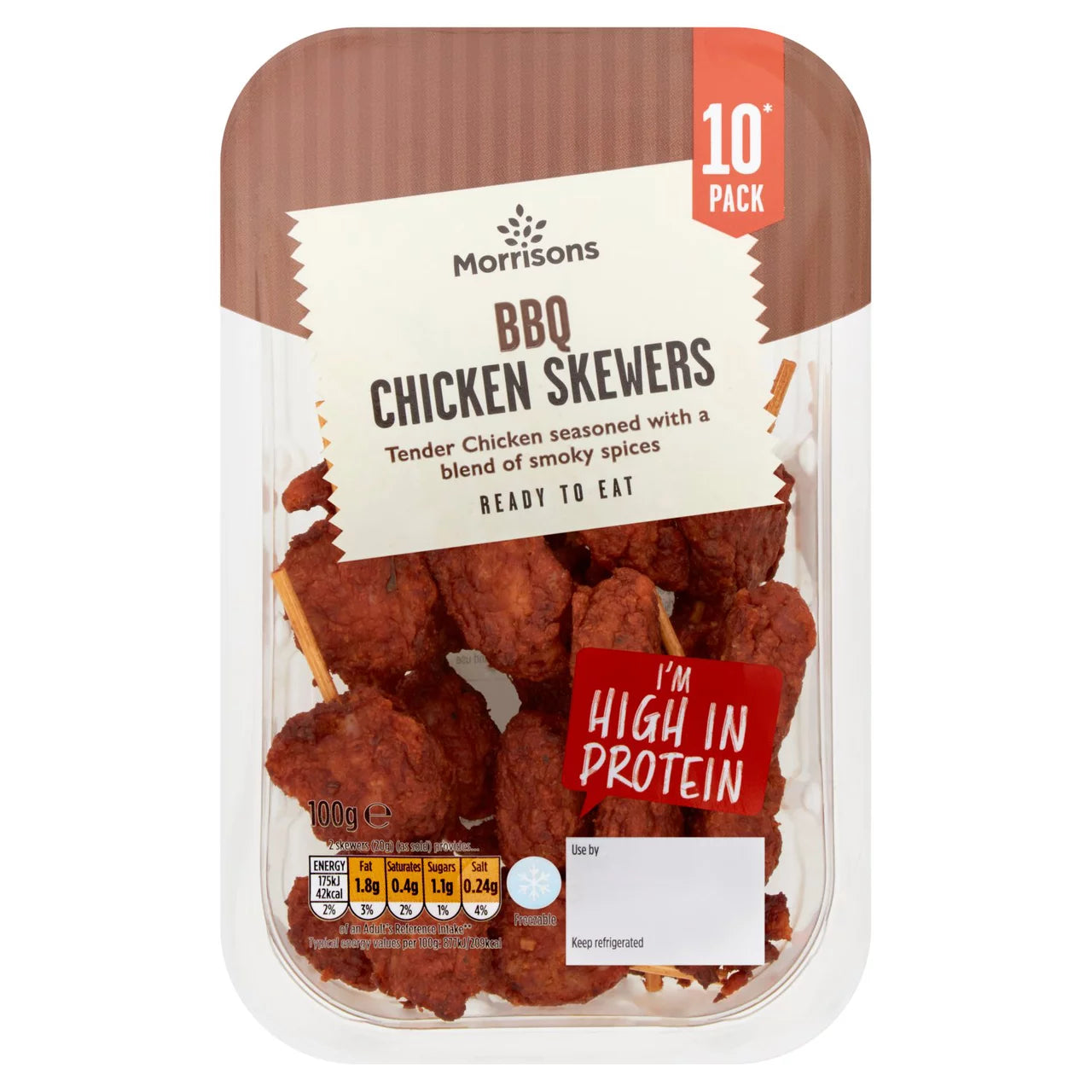 Morrisons 10 BBQ Chicken Skewers 100g