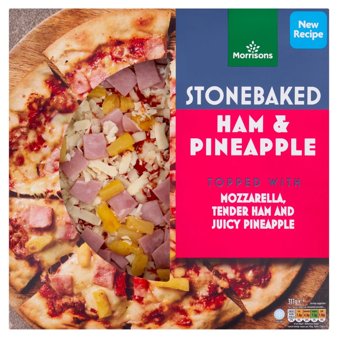 Morrisons Stonebaked Pizza Ham & Pineapple 317g