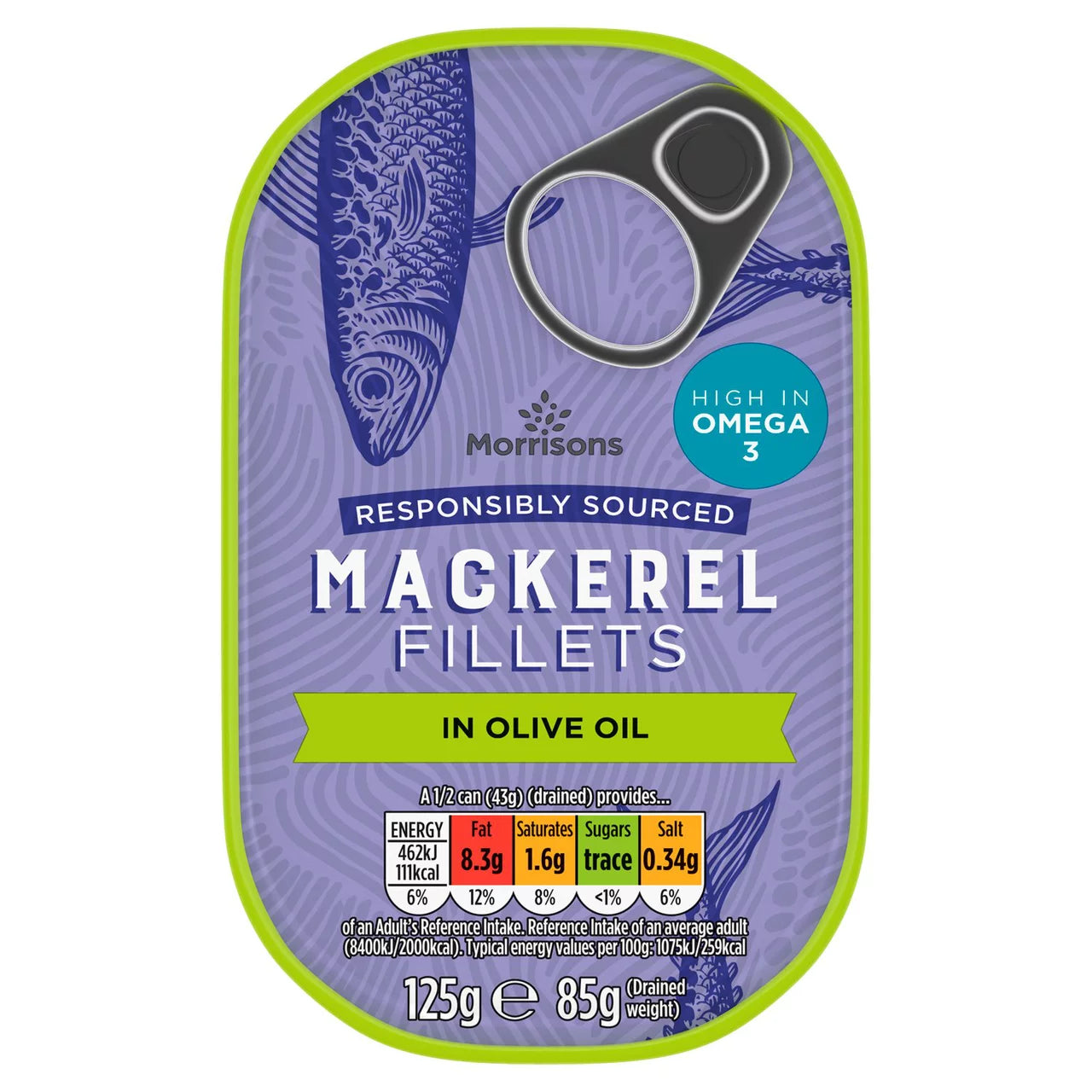 Morrisons Mackerel Fillets in Olive Oil 125g