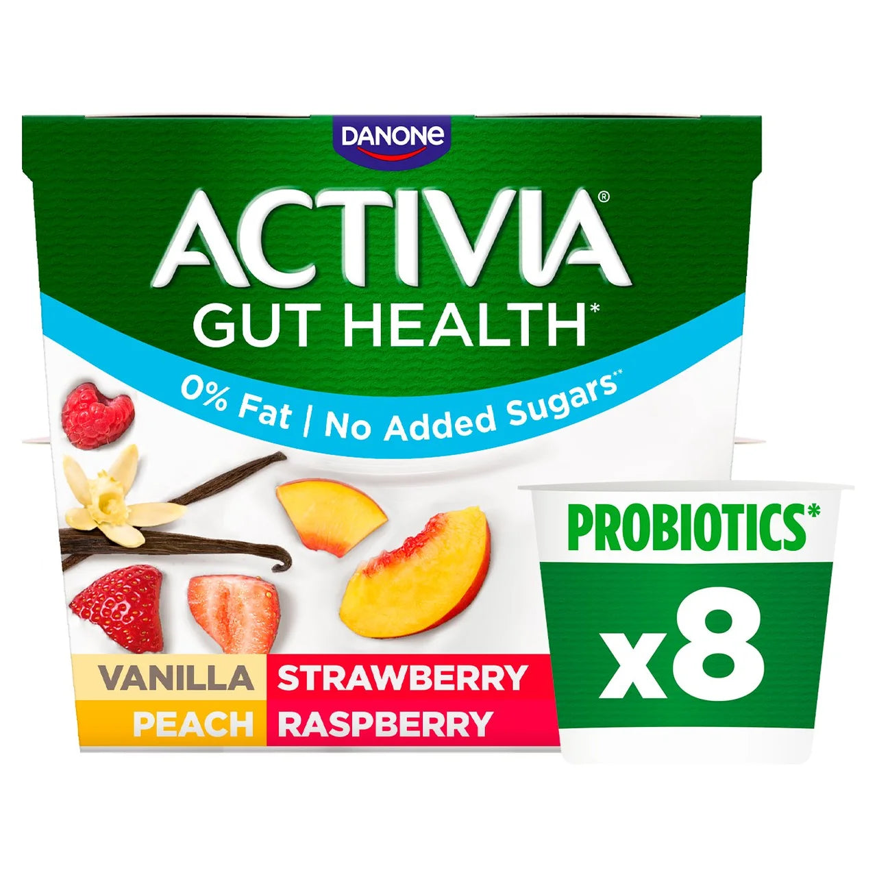 Activia Strawberry & Yellow Fruits Fat Free Yogurt 8 x 115g