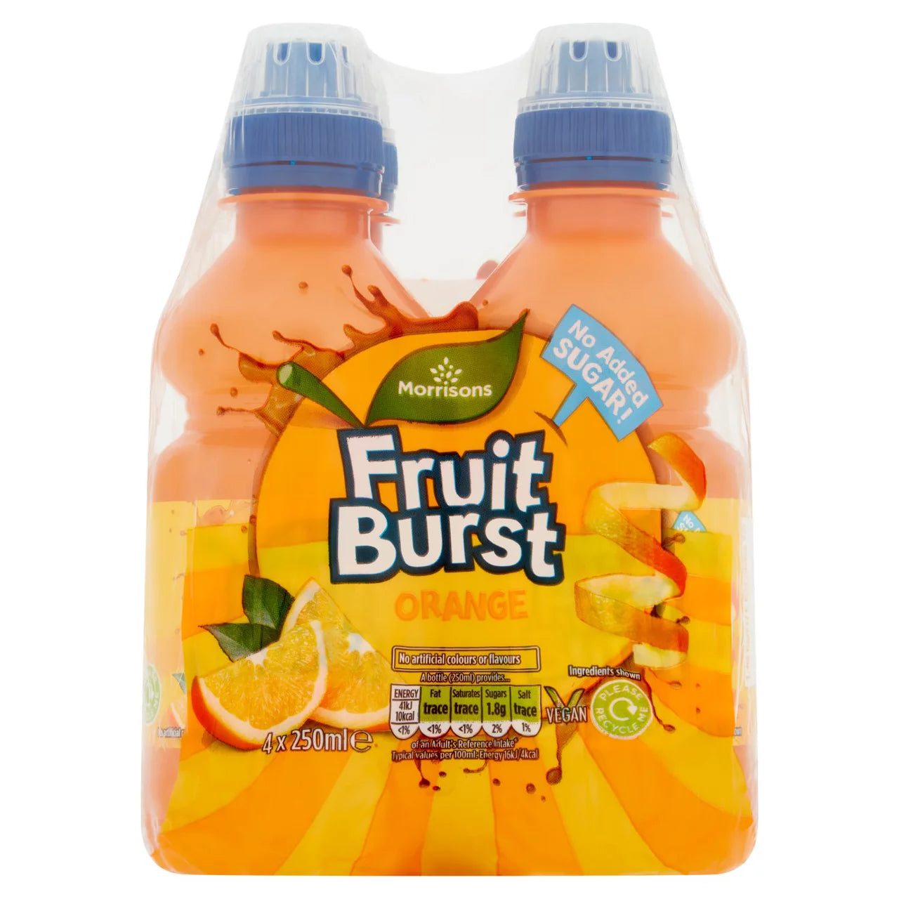 Morrisons No Added Sugar Orange Juice 4 x 250ml