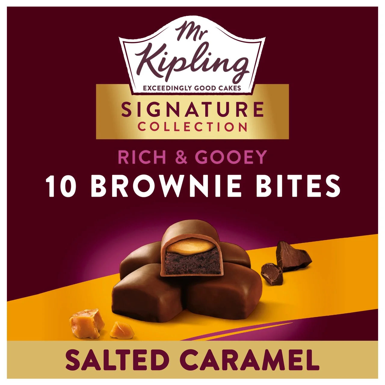 Mr Kipling Signature Salted Caramel Gooey Brownie Bites 192g 10pk