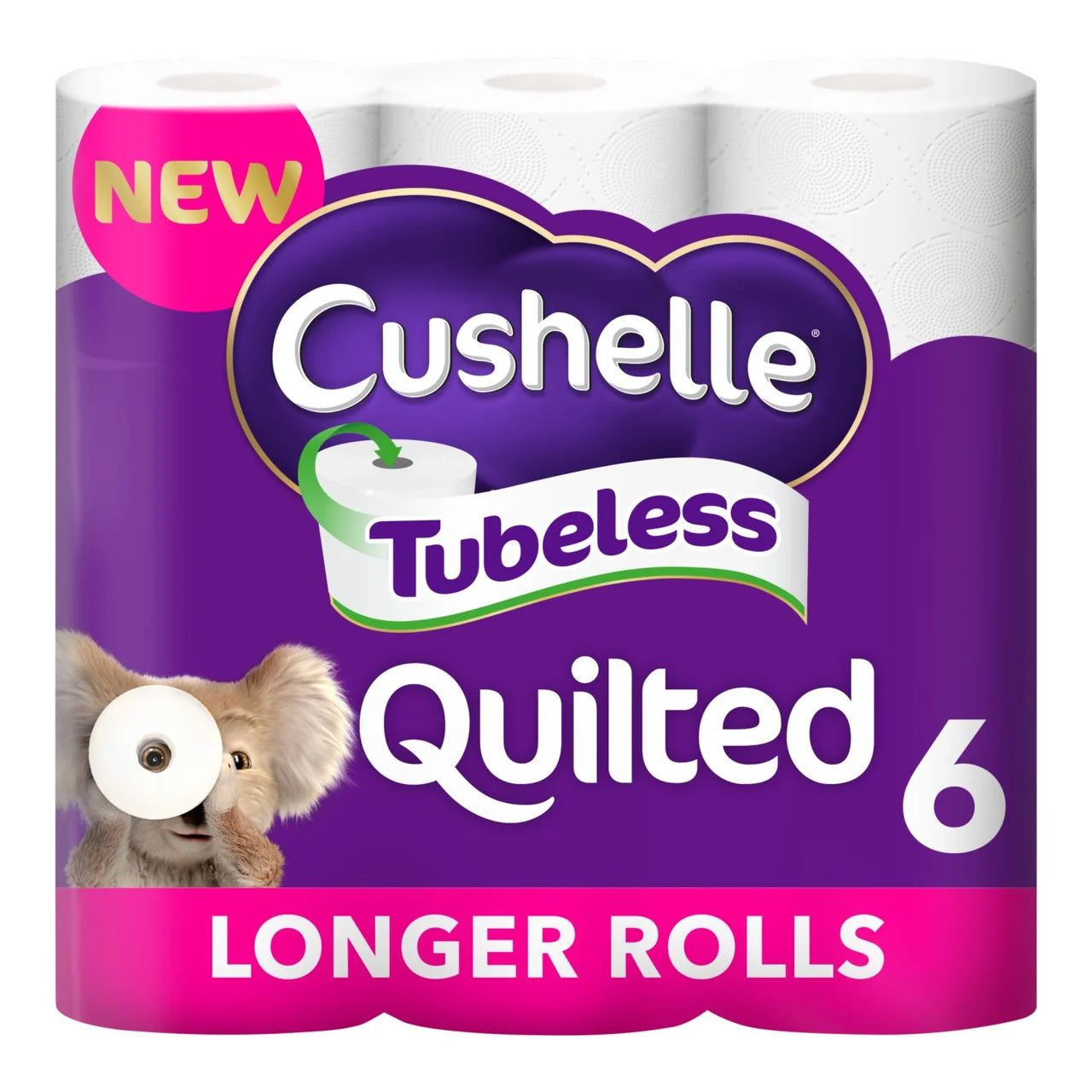 Cushelle Quilted Tubeless Toilet Tissue Rolls 6pk