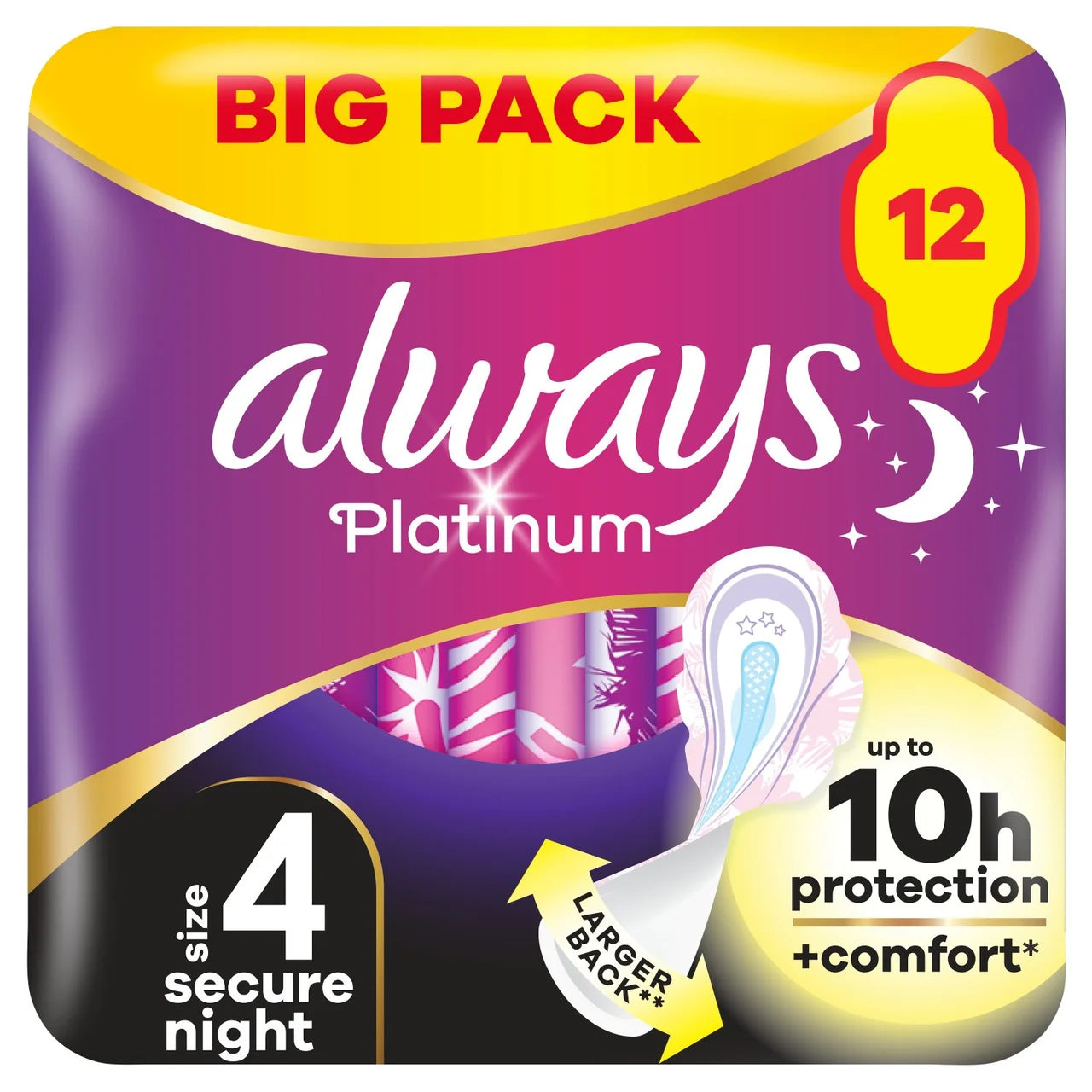 Always Platinum Sanitary Towels Day & Night Winged Size 4 14pk