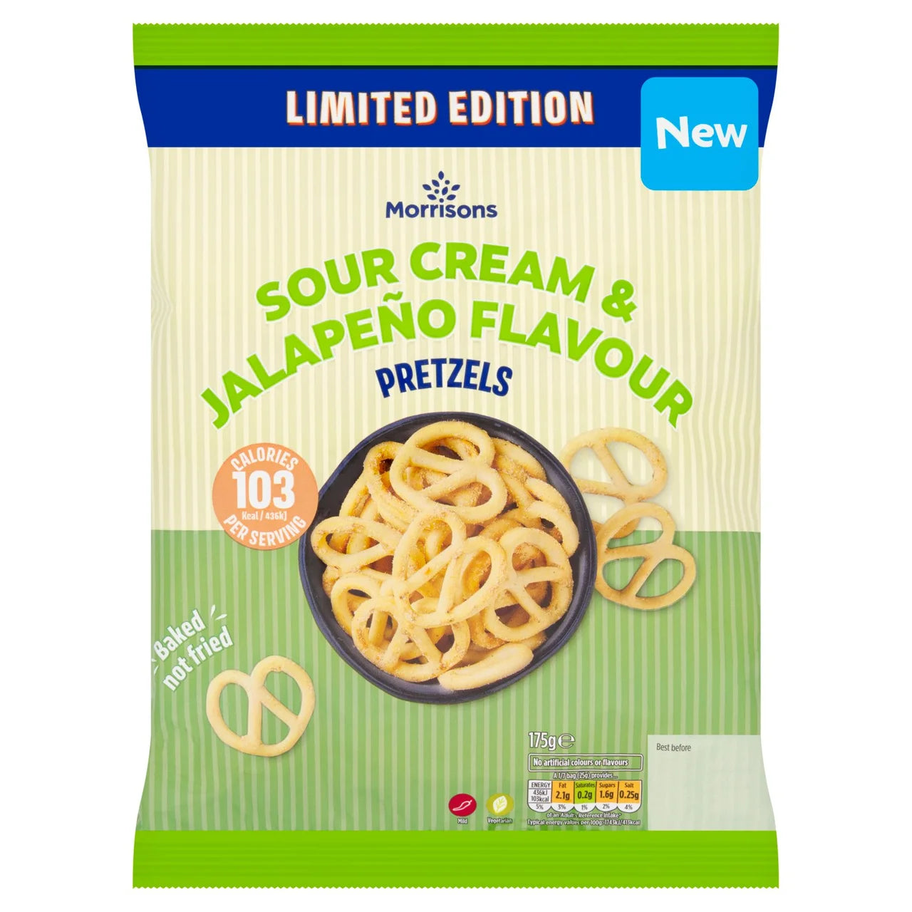 Morrisons Sour Cream & Jalapeno Flavour Pretzels 175g