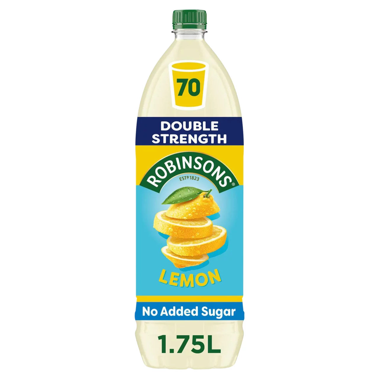 Robinsons No Addded Sugar Double Strength Lemon 1.75L