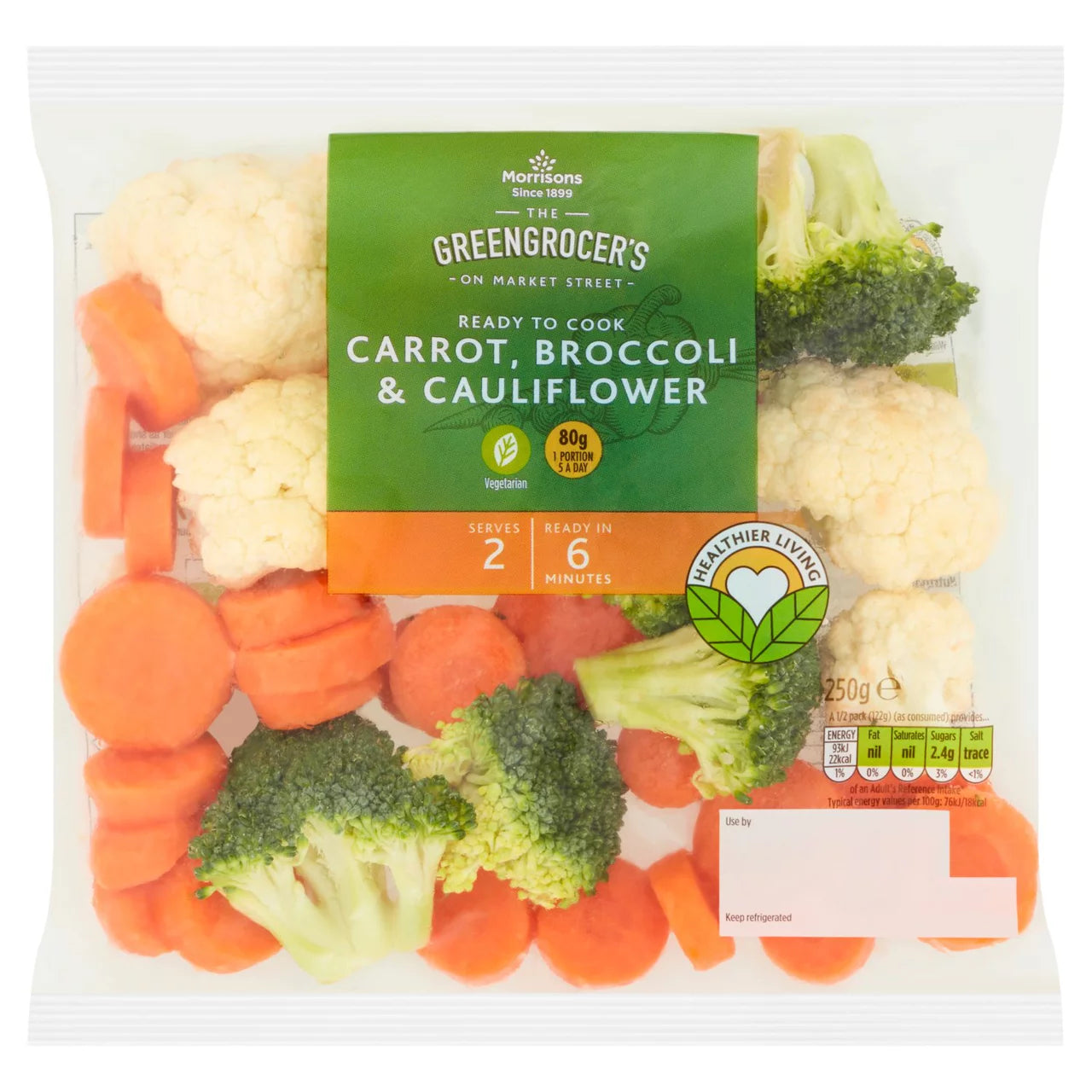Morrisons Carrot Broccoli & Cauliflower Fresh Vegetable Mix 250g