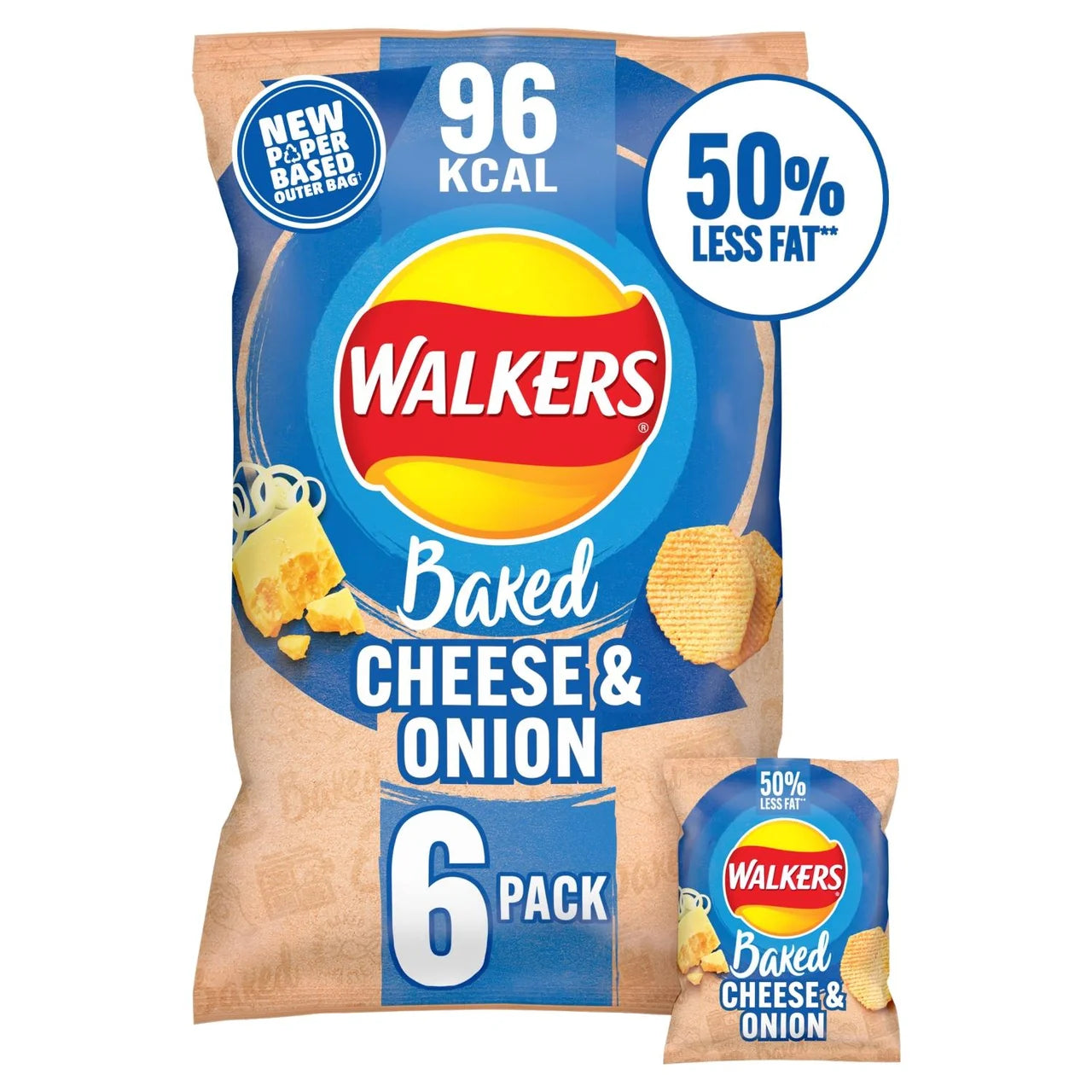Walkers Oven Baked Cheese & Onion Crisps 6 x 22g