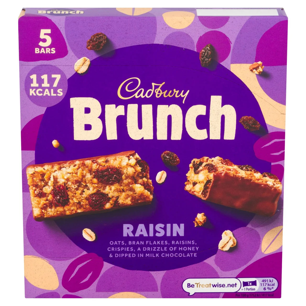 Cadbury Brunch Raisin Cereal Bars 4pk 112g