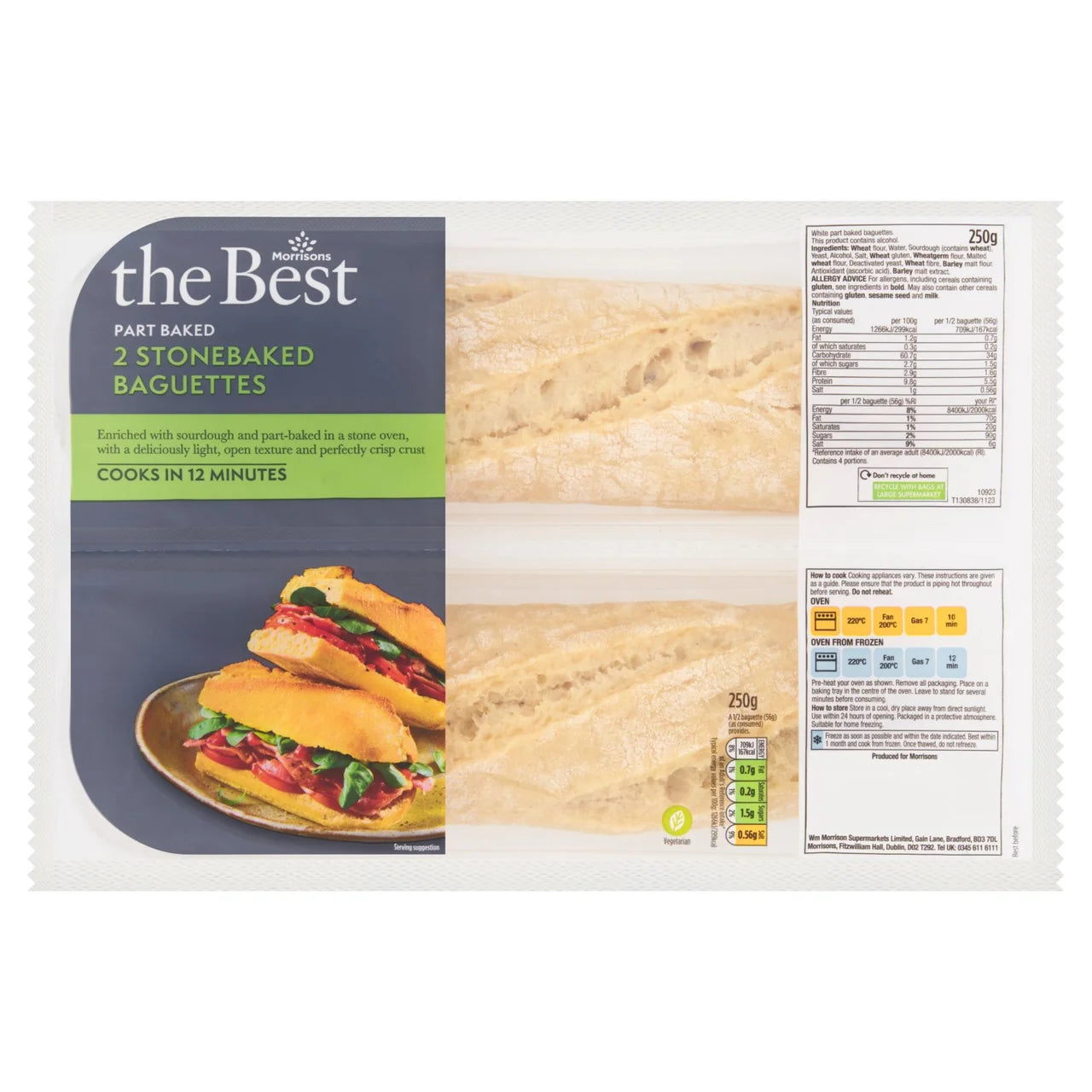 Morrisons The Best 2 Sourdough Stonebaked Baguettes