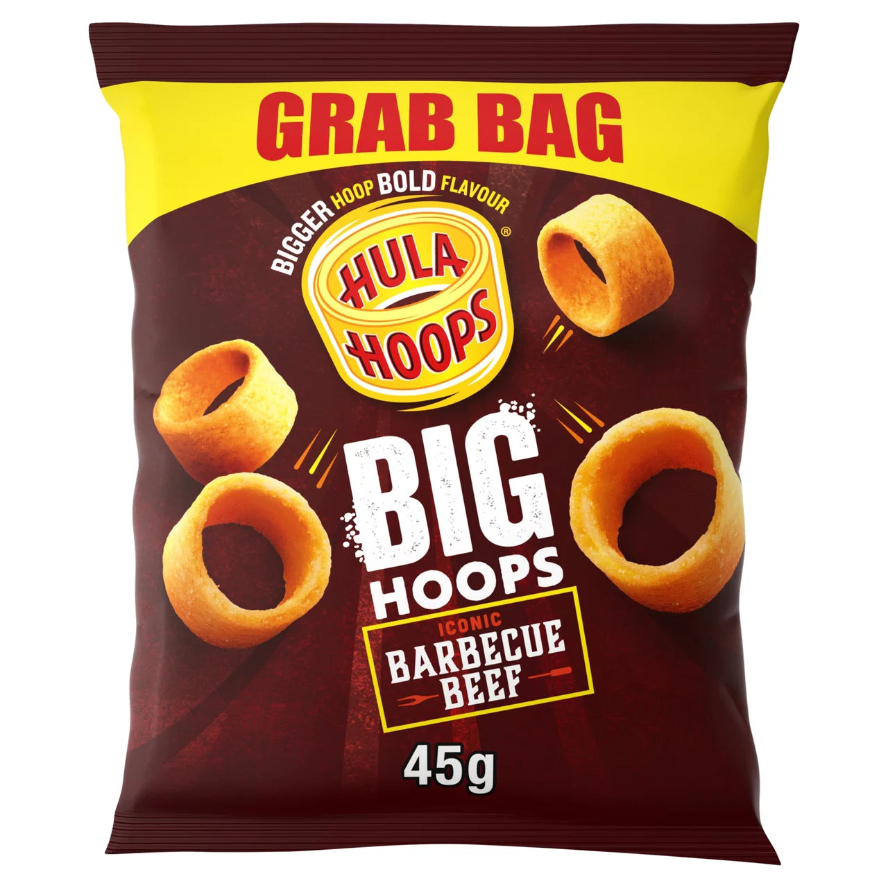 Hula Hoops Big Hoops Bbq Beef Grab Bag Crisps 45g