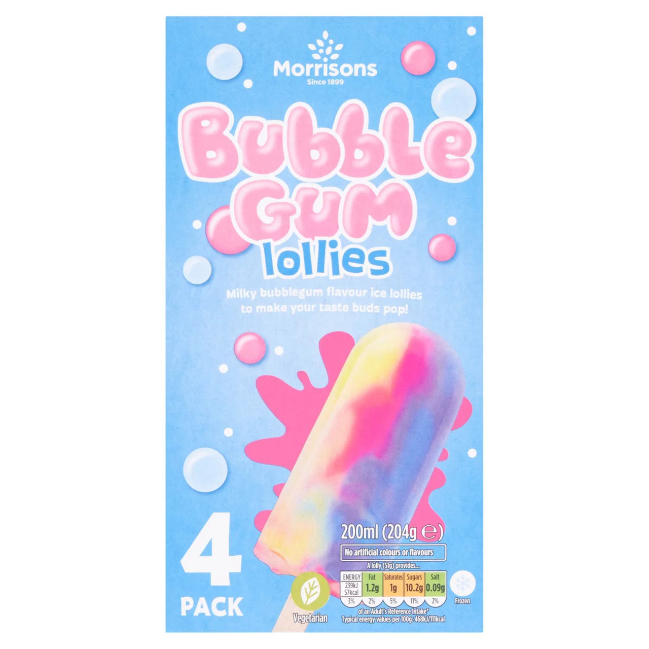 Morrisons Bubblegum Ice Lollies 4 x 50ml