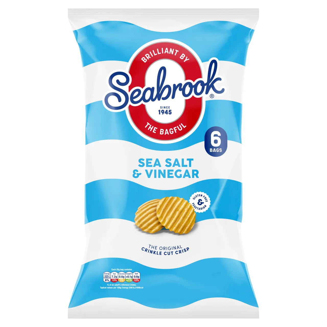 Seabrook Salt Vinegar Crisps 6 x 25g