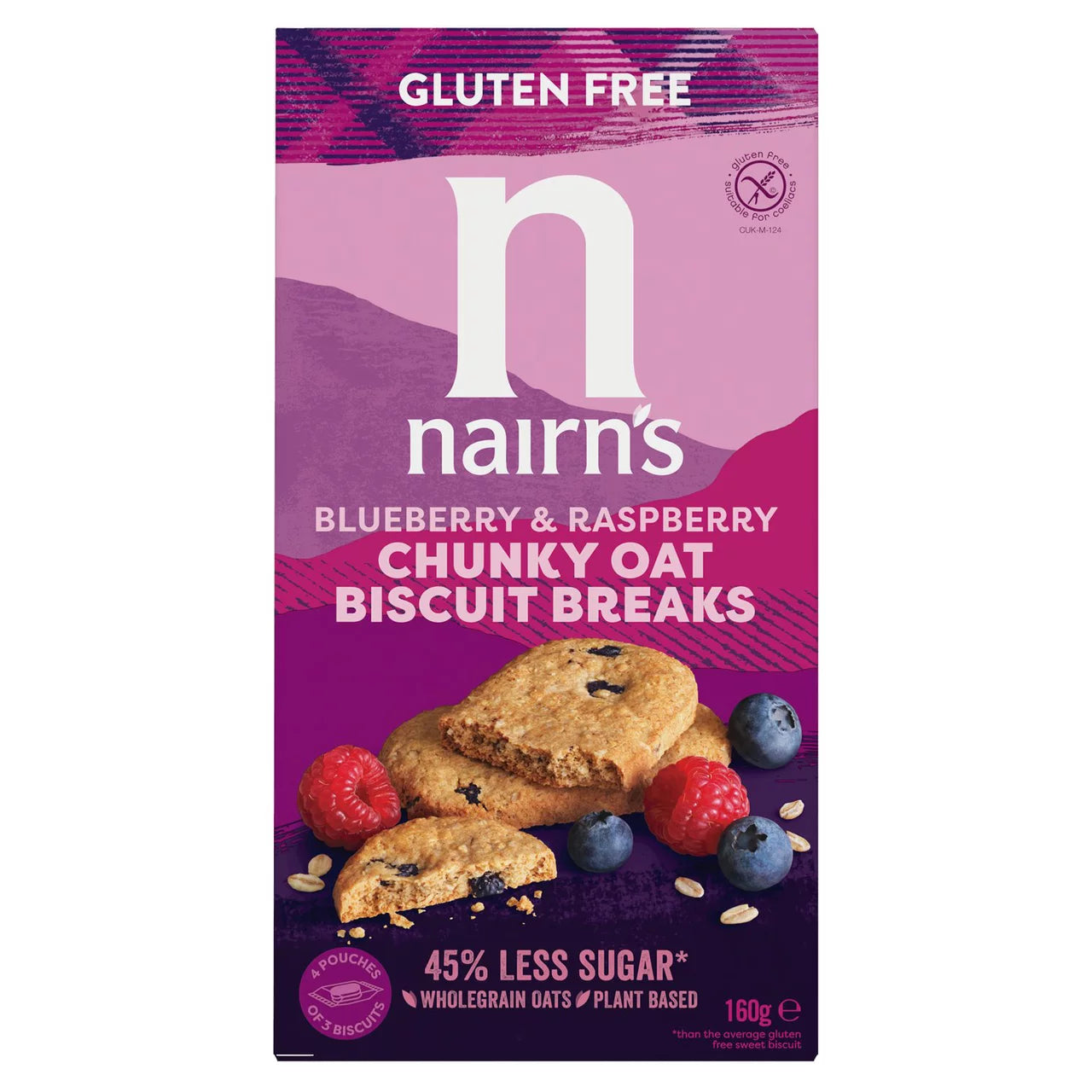 Nairns Gluten Free Biscuit Breaks Chunky Oats Blueberry & Raspberry 160g