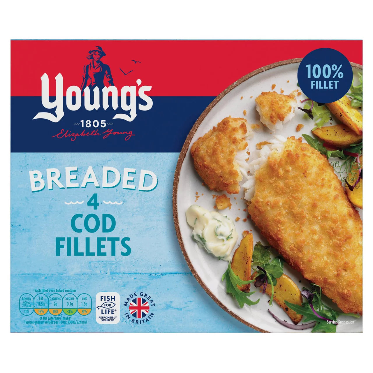 Youngs 4 Breaded Cod Fillets 400g