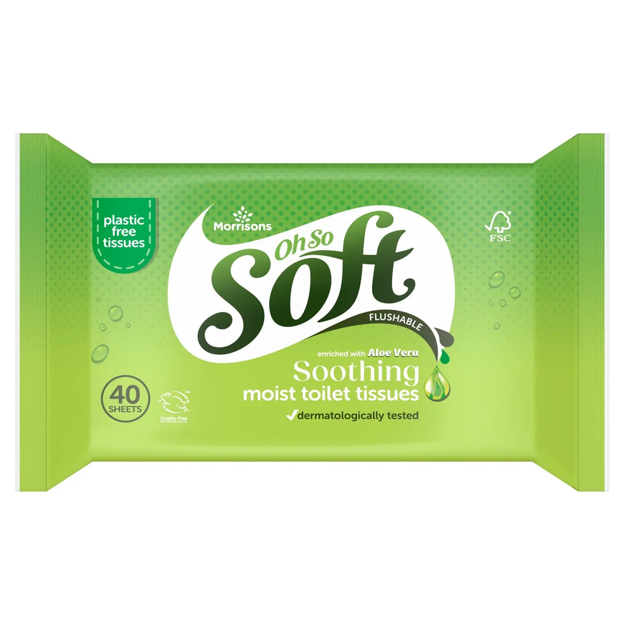 Morrisons Softer Sensitive Moist Aloe Vera Toilet Tissue Wipes 40pk
