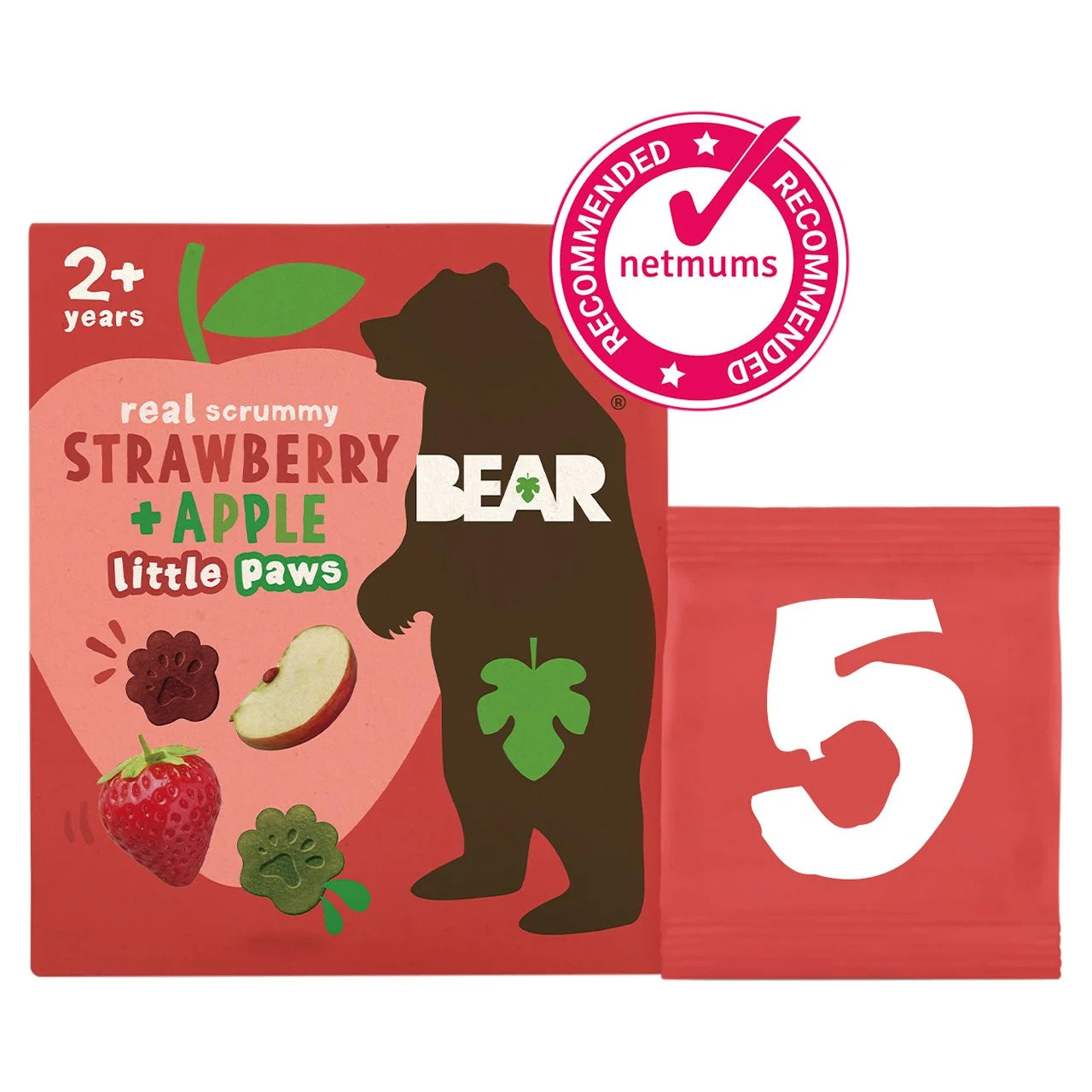Bear Pure Fruit Paws Strawberry & Apple 5 x 20g