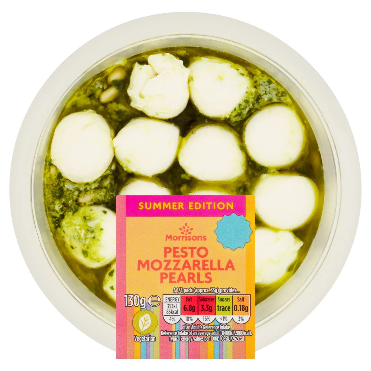 Morrisons Pesto Mozzarella Pearls 130g