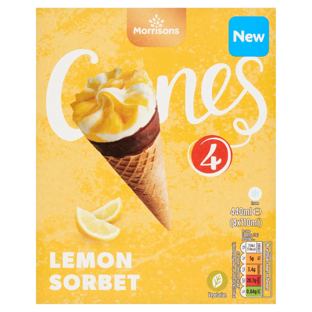 Morrisons Lemon Sorbet Cones 4 x 110ml