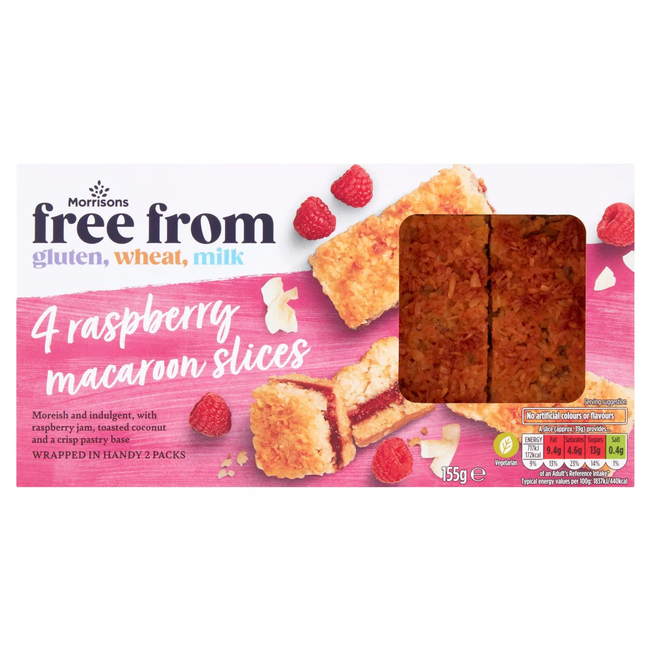 Morrisons 4 Free From Raspberry Macaroon Slices 160g