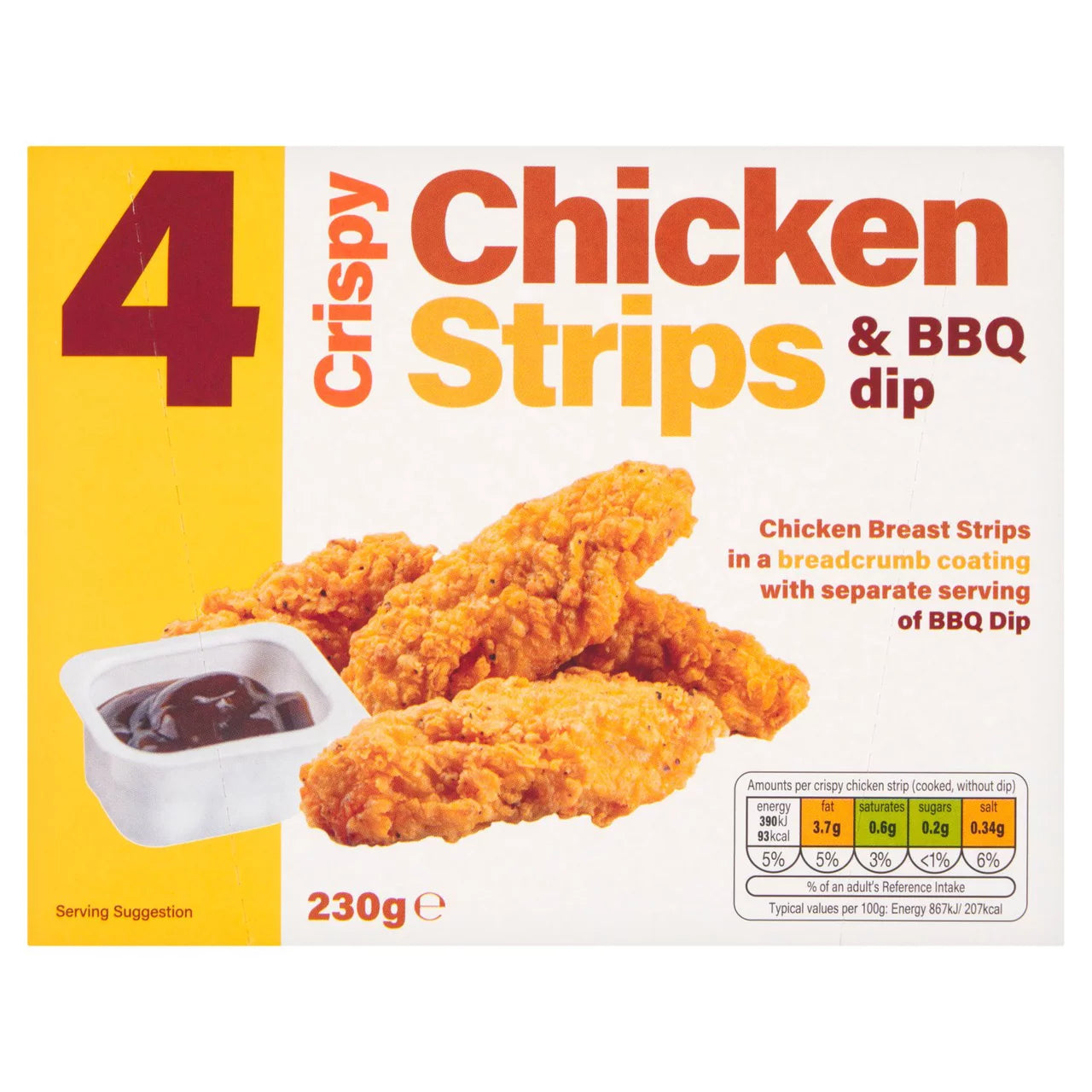Lakeside 4 Crispy Chicken Strips With BBQ Dip 230g