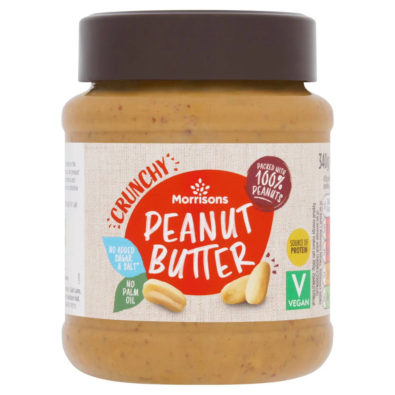 Morrisons Crunchy Peanut Butter No Added Sugar 340g