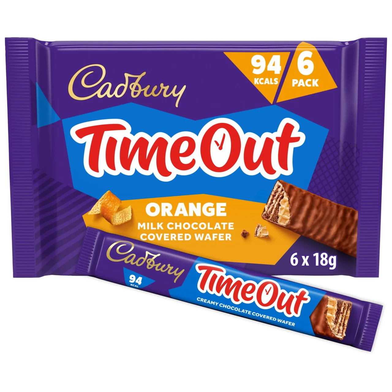 Cadbury Timeout Orange Chocolate Wafer Bars 6pk 108g