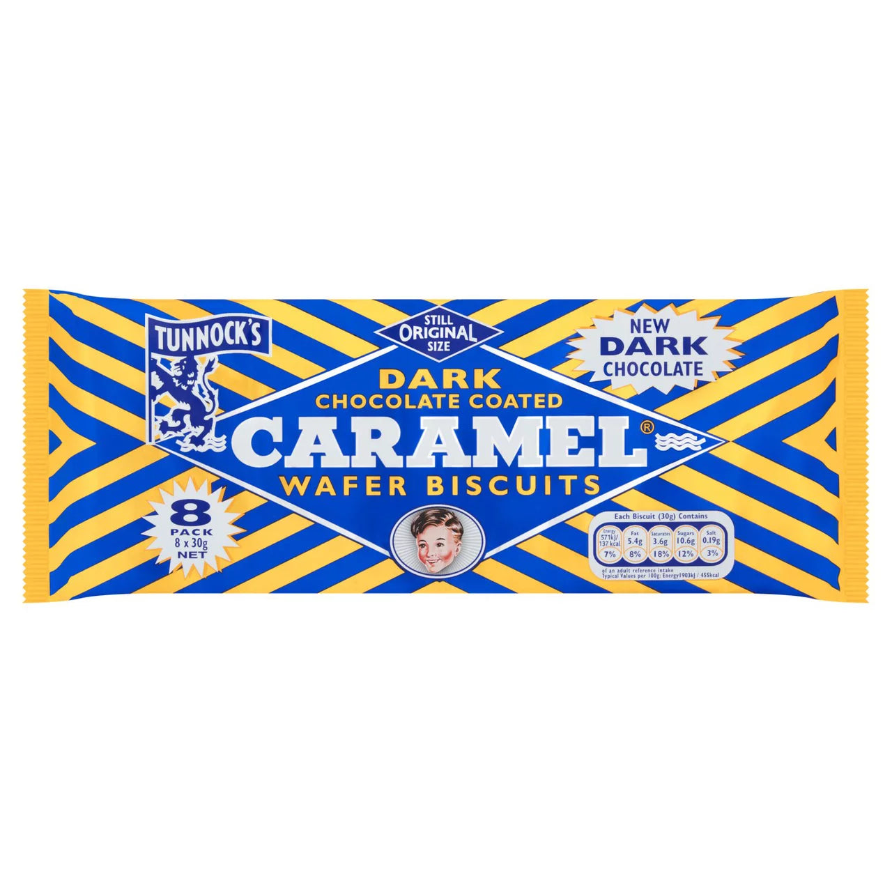 Tunnocks Dark Chocolate Caramel Wafer 8pk