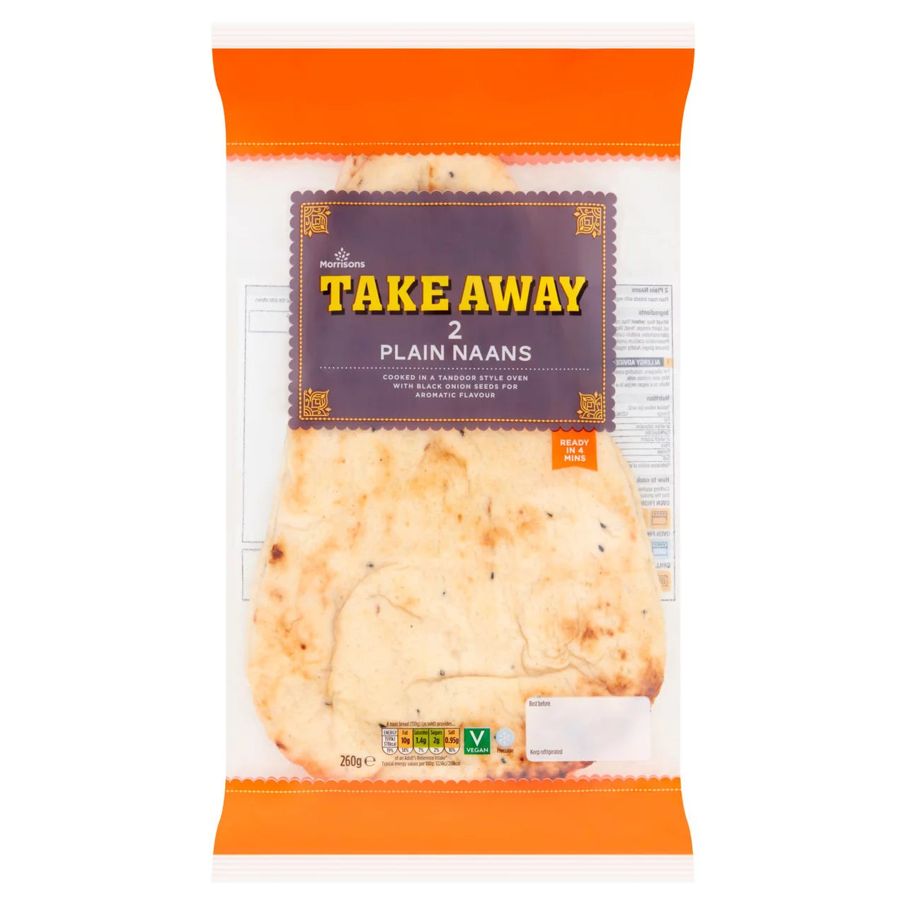 Morrisons 2 Naan Plain