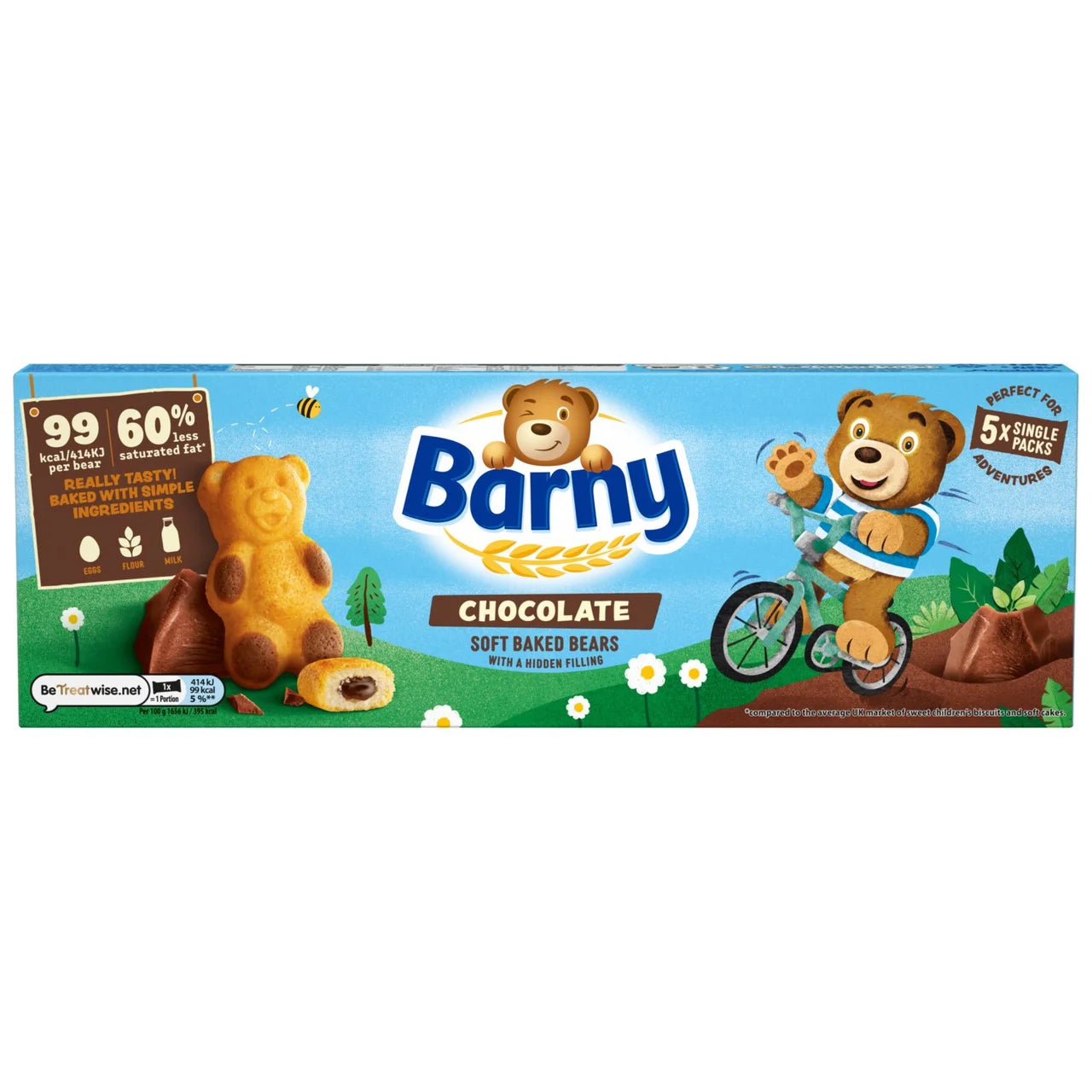 Barny Chocolate Sponge Bears 125g 5pk