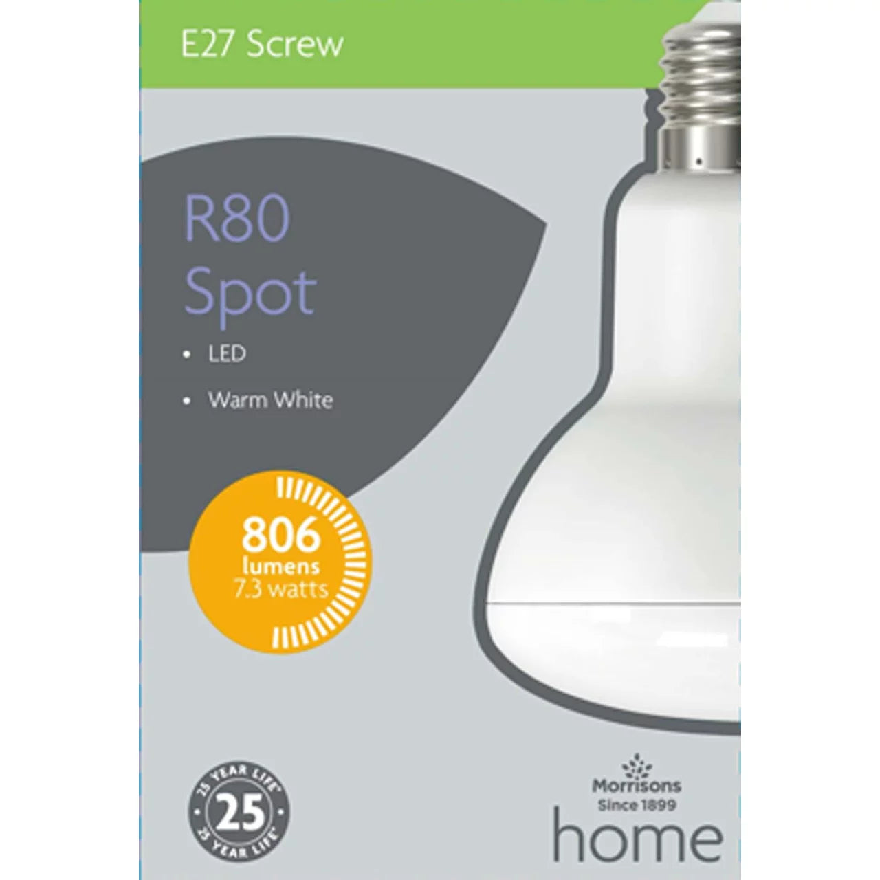 Morrisons LED R80 60W 806 Lumens 7.3W ES 2pk