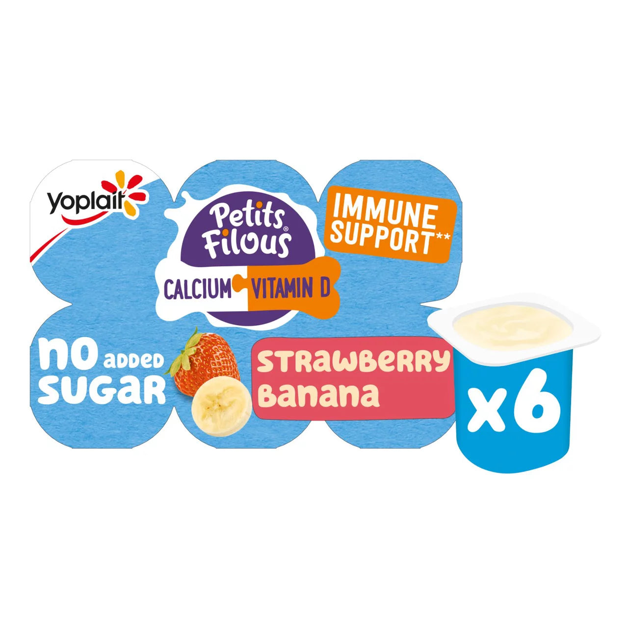 Petits Filous No Added Sugar Strawberry & Banana Fromage Frais 6 x 47g