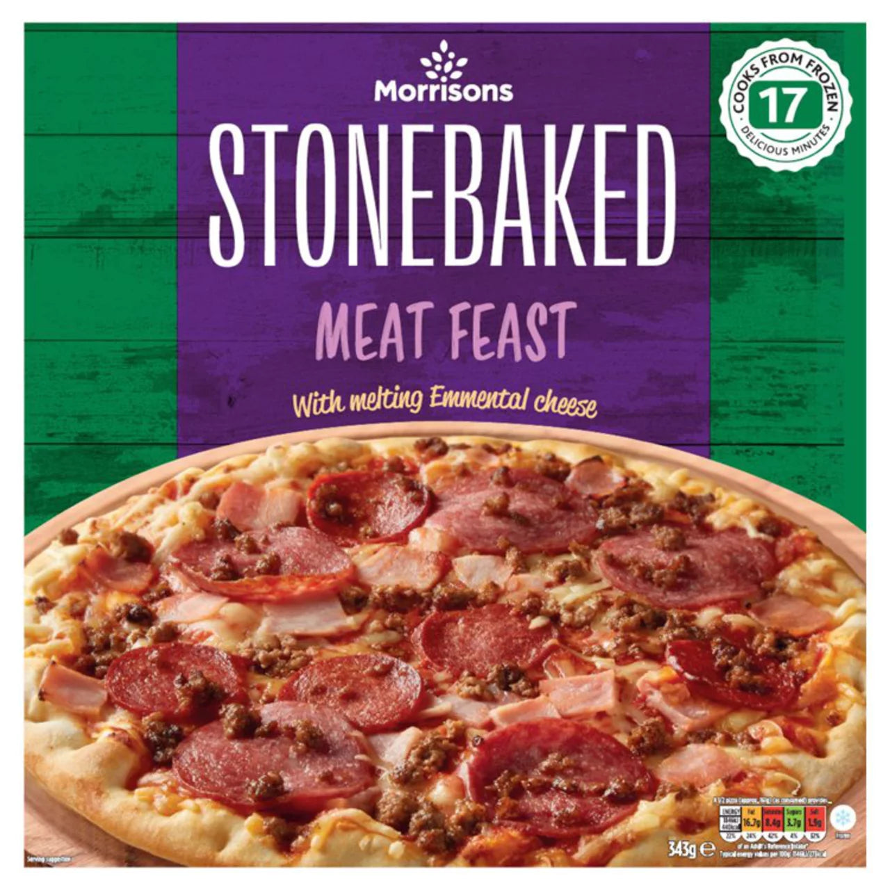 Morrisons Stonebaked Meat Feast Pizza 340g
