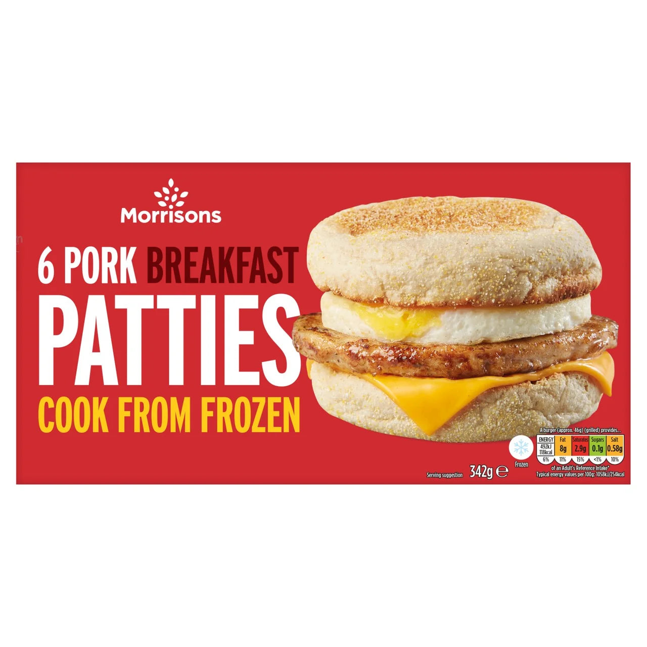 Morrisons 6 Pork Patties 342g